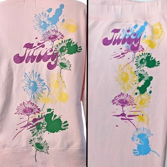 Vtg Y2K JUICY COUTURE Twin 3-pc Matching Pink Floral 2ofaKind Tracksuits Szs S-L - Picture 10 of 11